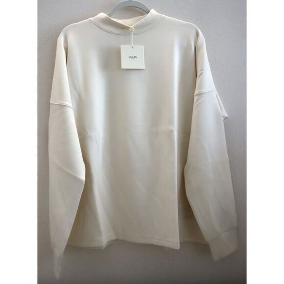 VEILED New York Women's Sz S Ivory Mock Neck Lounge Sweatshirt - Picture 1 of 13